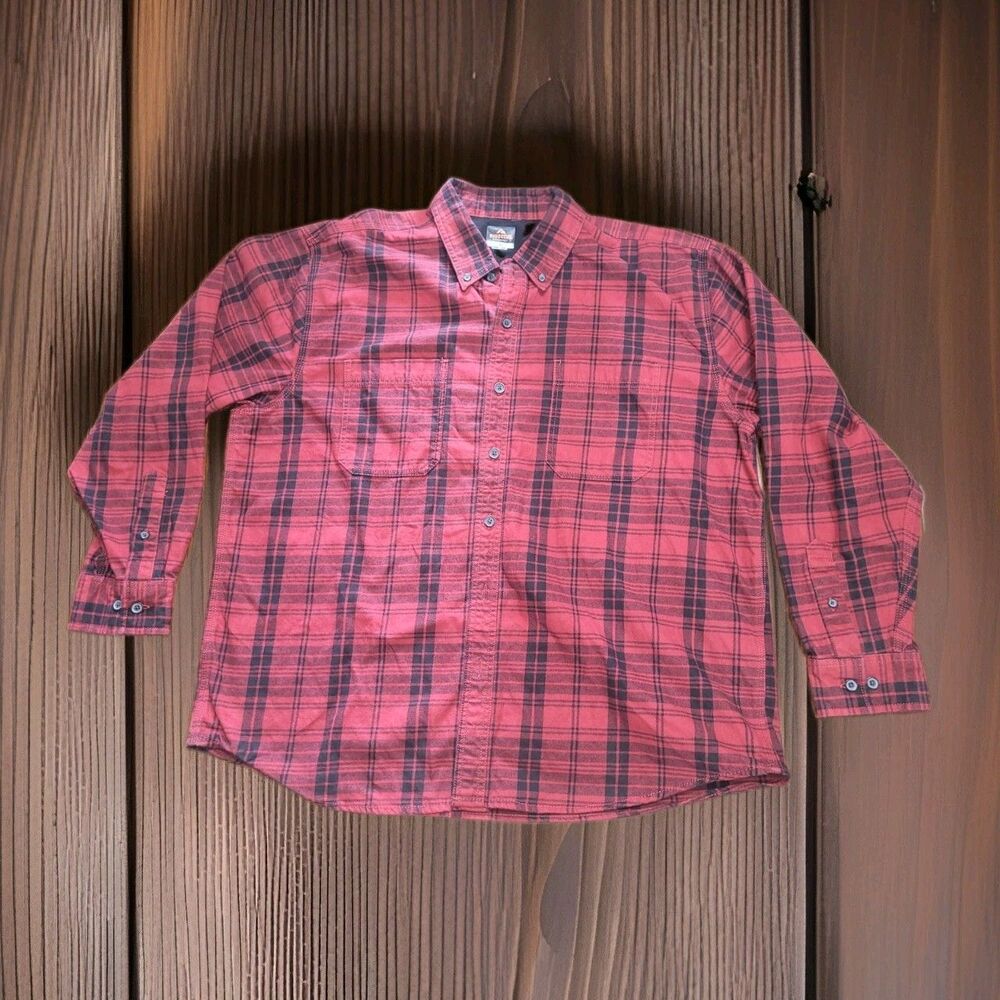 Ridgecut Toughwear Men's 2XL Heavyweight Plaid Flannel Shirt Red Black Workwear